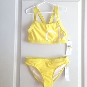 Calvin Klein Girls Swimsuit 2 Piece Bikini Yellow Size 8 - 10